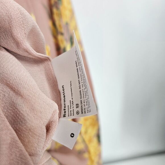 Reformation Nikita Dress Gwenyth Floral Tie Strap Ruffle Smocked Midi NWT Size 0 - Picture 8 of 9